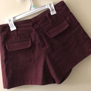 wine red shorts